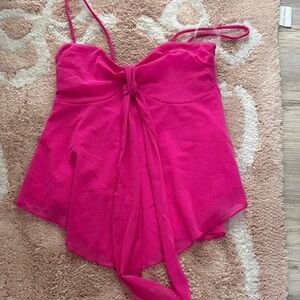 Pink Sleeveless Top with Bow Detail